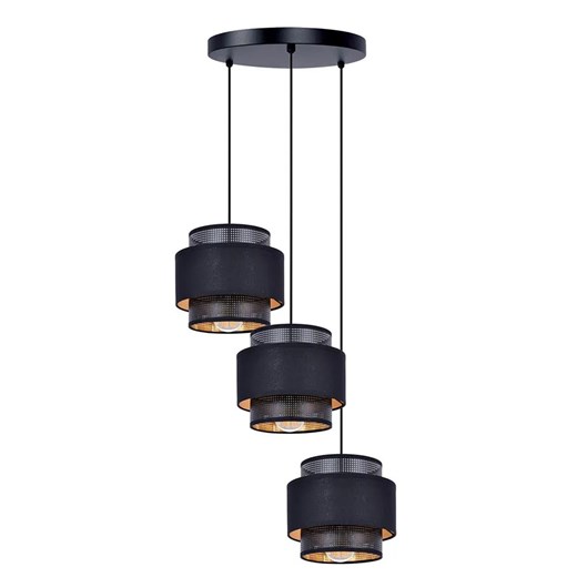 Czarna lampa wisząca z 3 abażurami nad stół - 3Y A514 N8-K68 ze sklepu Edinos.pl w kategorii Lampy wiszące - zdjęcie 173621484