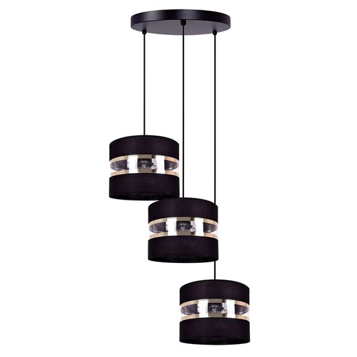 Czarno-złota potrójna lampa wisząca abażurowa - A538 R6-E24 ze sklepu Edinos.pl w kategorii Lampy wiszące - zdjęcie 173621553
