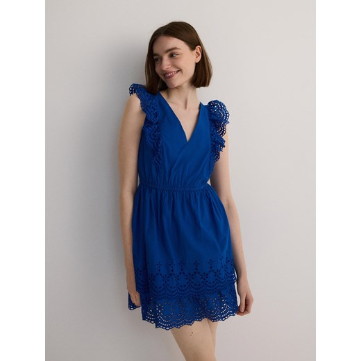 Reserved - Sukienka z ażurowymi wstawkami - niebieski ze sklepu Reserved w kategorii Sukienki - zdjęcie 173624013