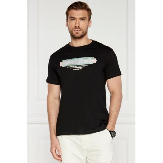 T-shirt męski Guess z napisem z krótkim rękawem bawełniany w stylu młodzieżowym 