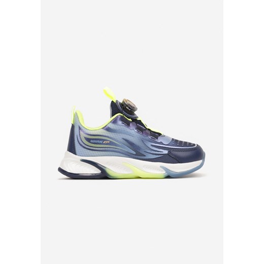 Granatowo-Zielone Płaskie Buty Sportowe Sneakersy z Ozdobną Podeszwą Rulagia ze sklepu born2be.pl w kategorii Buty sportowe dziecięce - zdjęcie 173625681