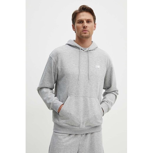 New Balance bluza Sport Essentials męska kolor szary z kapturem melanżowa MT41508AG ze sklepu ANSWEAR.com w kategorii Bluzy męskie - zdjęcie 173628470