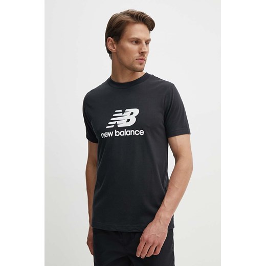 New Balance t-shirt bawełniany Sport Essentials męski kolor czarny z nadrukiem MT41502BK ze sklepu ANSWEAR.com w kategorii T-shirty męskie - zdjęcie 173628511
