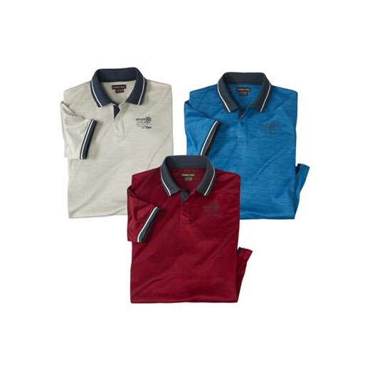 Zestaw 3 polo z efektem flammé ze sklepu Atlas For Men w kategorii T-shirty męskie - zdjęcie 173633604