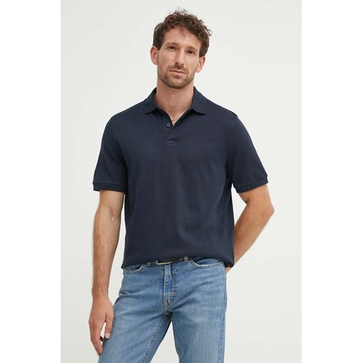 Marc O&apos;Polo polo bawełniane kolor granatowy gładki 426214453244 ze sklepu ANSWEAR.com w kategorii T-shirty męskie - zdjęcie 173633881