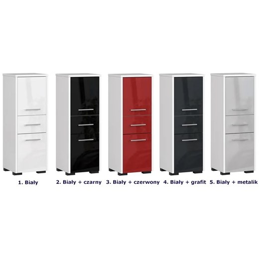 Nowoczesny półsłupek łazienkowy biały + czerwony połysk - Mireco 4X Elior One Size Edinos.pl