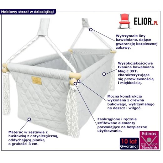 Huśtawka - łóżeczko z materacem - Pilio Elior One Size Edinos.pl