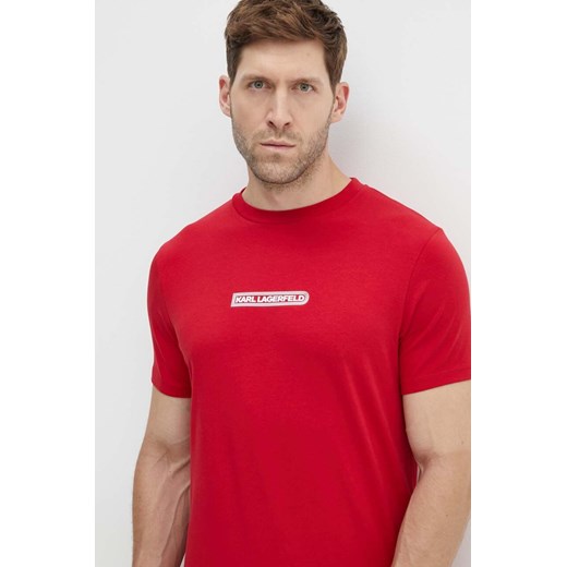 Karl Lagerfeld t-shirt męski kolor czerwony z nadrukiem 543221.755085 ze sklepu ANSWEAR.com w kategorii T-shirty męskie - zdjęcie 173646081