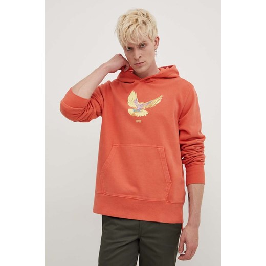 KSUBI bluza bawełniana flight kash hoodie męska kolor pomarańczowy z kapturem z nadrukiem MPS24FL009 ze sklepu ANSWEAR.com w kategorii Bluzy męskie - zdjęcie 173646120
