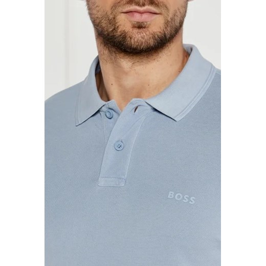 T-shirt męski niebieski BOSS HUGO z krótkimi rękawami