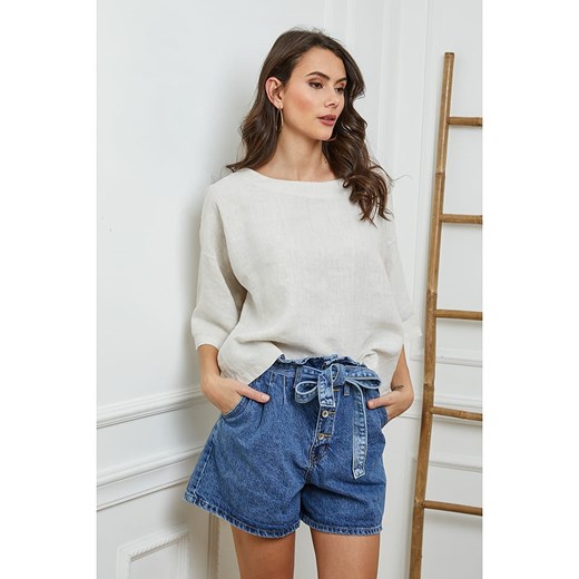 Fleur de Lin Lniana bluzka w kolorze kremowym Fleur De Lin XL promocja Limango Polska
