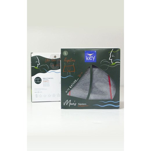 Key sportowe bokserki z przeszyciami szare MXH 177 B23 SZ, Kolor szary, Rozmiar M, Key ze sklepu Intymna w kategorii Majtki męskie - zdjęcie 173650561