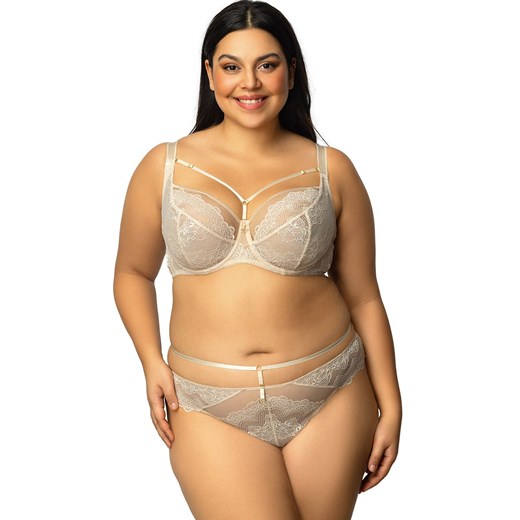 Beżowy biustonosz miękki soft z paskami Ruby B-224, Kolor beżowy, Rozmiar 65E, Wies-MANN ze sklepu Intymna w kategorii Biustonosze - zdjęcie 173650604