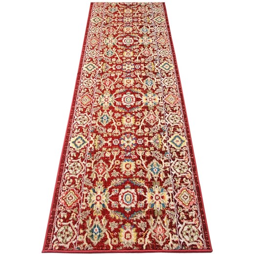 Czerwony wzorzysty chodnik dywanowy retro - Rekis 4X Profeos One Size Edinos.pl