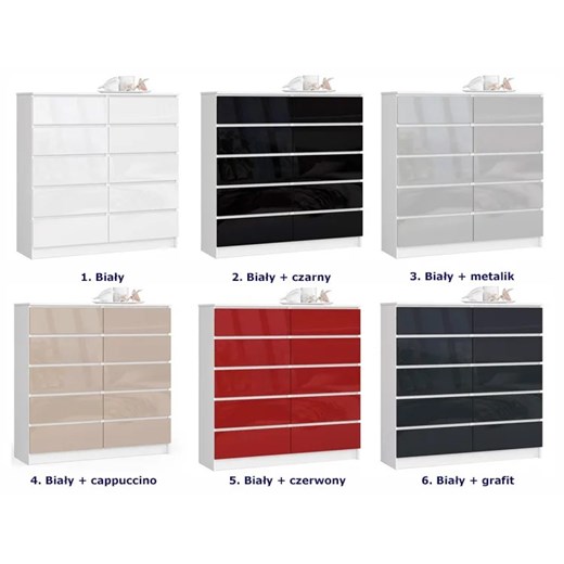 Wąska komoda do przedpokoju biała + metalik połysk - Mirune 4X Elior One Size promocyjna cena Edinos.pl