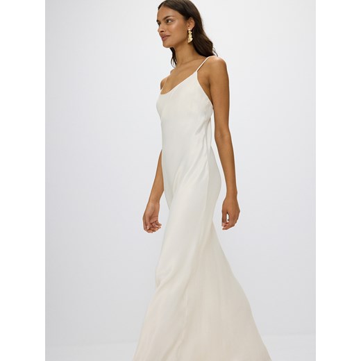 Reserved - Satynowa sukienka maxi w wiskozy - biały ze sklepu Reserved w kategorii Sukienki - zdjęcie 173658430