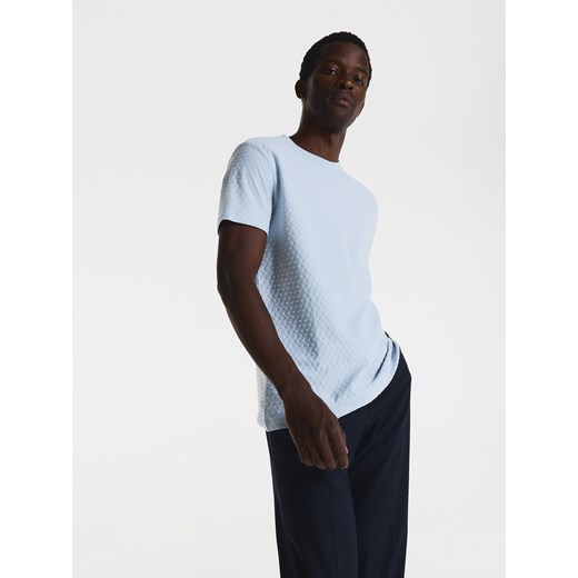 Reserved - Strukturalny t-shirt regular fit - jasnoniebieski ze sklepu Reserved w kategorii T-shirty męskie - zdjęcie 173659082