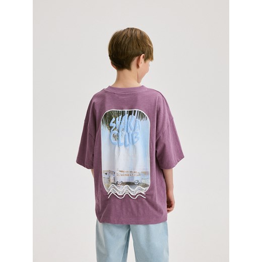 Reserved - T-shirt oversize z kieszonką - fioletowy ze sklepu Reserved w kategorii T-shirty chłopięce - zdjęcie 173659473