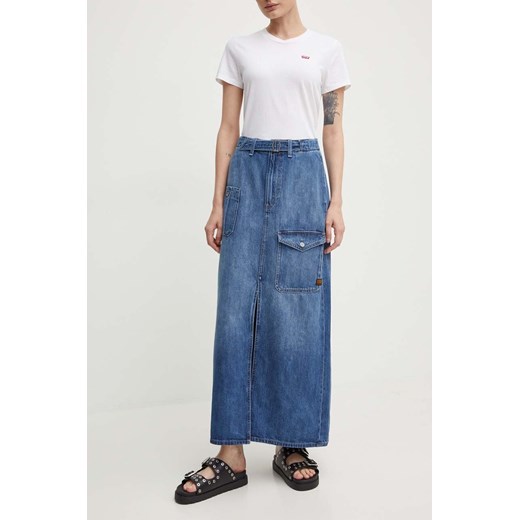 G-Star Raw spódnica jeansowa kolor niebieski maxi prosta D24886-D536 ze sklepu ANSWEAR.com w kategorii Spódnice - zdjęcie 173669130