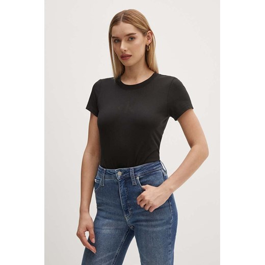 Calvin Klein Jeans t-shirt damski kolor czarny J20J223909 ze sklepu ANSWEAR.com w kategorii Bluzki damskie - zdjęcie 173669353