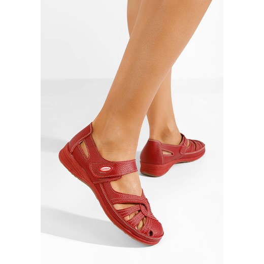 Czerwone balerinki skórzane Parina ze sklepu Zapatos w kategorii Balerinki - zdjęcie 173671462