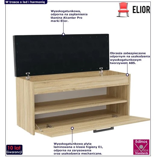 Szafka na buty z siedziskiem dąb sonoma - Triso 4X Elior One Size Edinos.pl