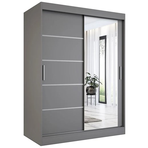 Antracytowa szafa przesuwna 150 cm M5-G85 ze sklepu Edinos.pl w kategorii Szafy - zdjęcie 173672744