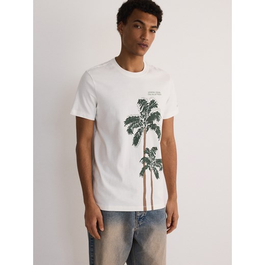 Reserved - T-shirt regular z nadrukiem - złamana biel ze sklepu Reserved w kategorii T-shirty męskie - zdjęcie 173676421