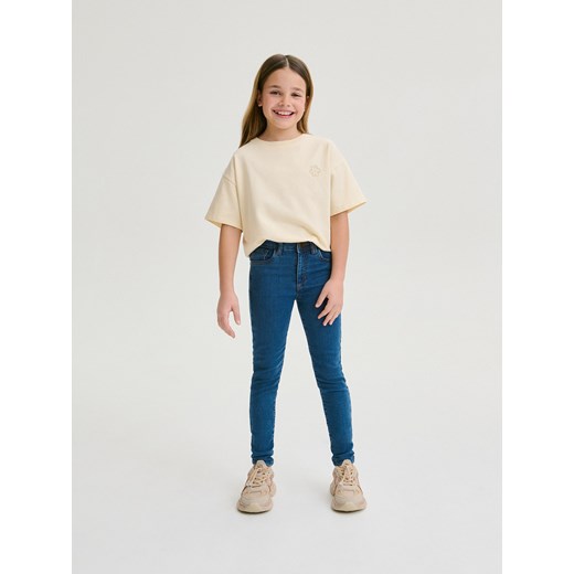 Reserved - Jeansy skinny high waist - niebieski ze sklepu Reserved w kategorii Spodnie dziewczęce - zdjęcie 173677703