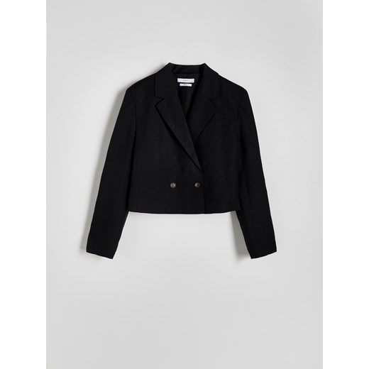 Reserved - Marynarka z lnem i wiskozą - czarny Reserved 36 okazja Reserved