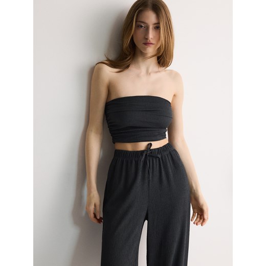 Reserved - Top z marszczeniami - ciemnoszary Reserved S Reserved