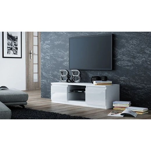 Minimalistyczna komoda RTV Verta 5X 140 cm - biały połysk Elior One Size okazja Edinos.pl