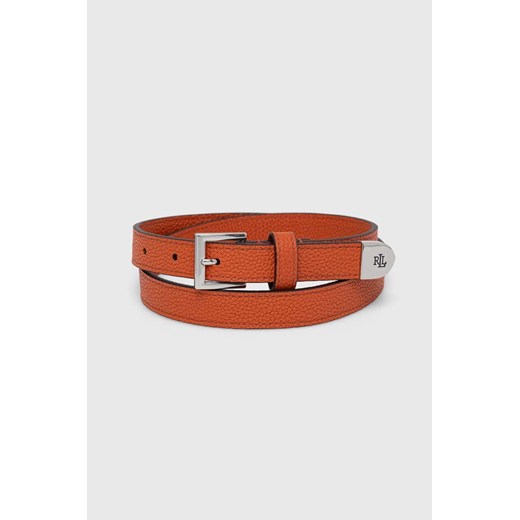 Lauren Ralph Lauren pasek skórzany damski kolor pomarańczowy 412912036 ze sklepu ANSWEAR.com w kategorii Paski damskie - zdjęcie 173685830