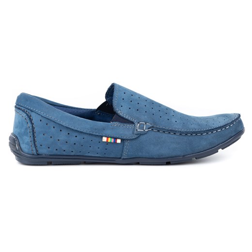 Buty męskie mokasyny skórzane 890 niebieskie ze sklepu butyolivier w kategorii Mokasyny męskie - zdjęcie 173686200