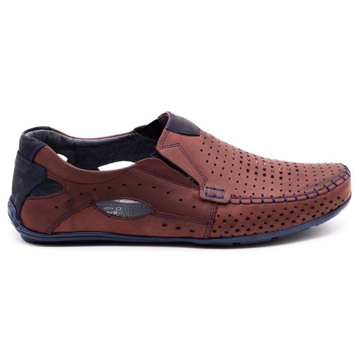 Buty męskie mokasyny skórzane 901 lato bordowe ze sklepu butyolivier w kategorii Mokasyny męskie - zdjęcie 173686551