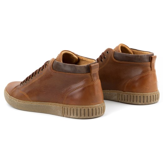 Buty męskie skórzane sneakersy 2108sw brązowe Polbut 45 butyolivier