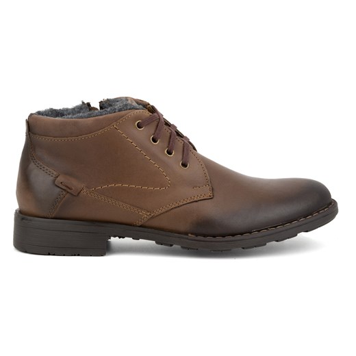 Skórzane buty męskie na zimę C16S ciemny brąz ze sklepu butyolivier w kategorii Buty zimowe męskie - zdjęcie 173686664