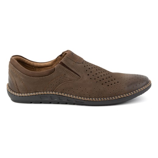 Buty męskie ażurowe mokasyny skórzane 937L brązowe ze sklepu butyolivier w kategorii Mokasyny męskie - zdjęcie 173686800