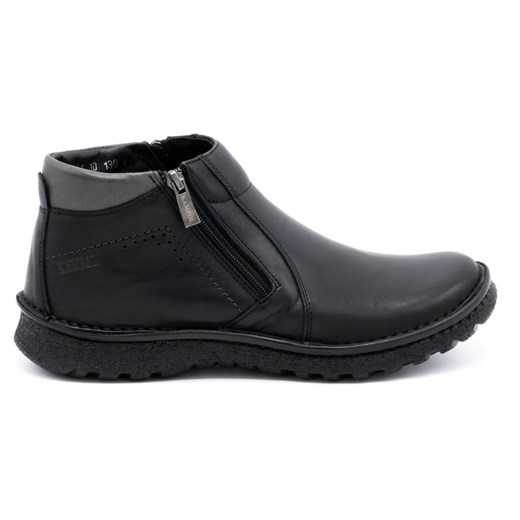Buty męskie trzewiki skórzane na zamek 130KA czarne ze sklepu butyolivier w kategorii Buty zimowe męskie - zdjęcie 173687231
