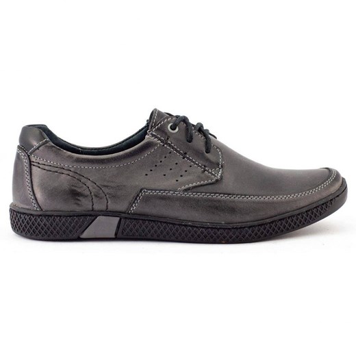 Buty męskie skórzane casual 911 szare ze sklepu butyolivier w kategorii Półbuty męskie - zdjęcie 173687301