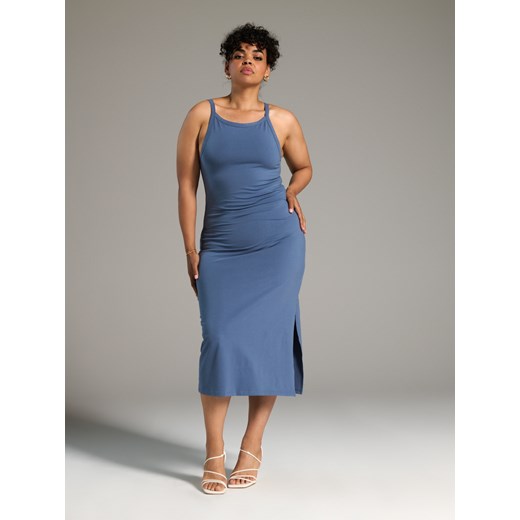 Sukienka Sinsay elegancka z dekoltem halter midi dopasowana