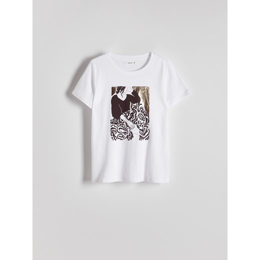 Reserved - T-shirt z nadrukiem - biały Reserved XL Reserved