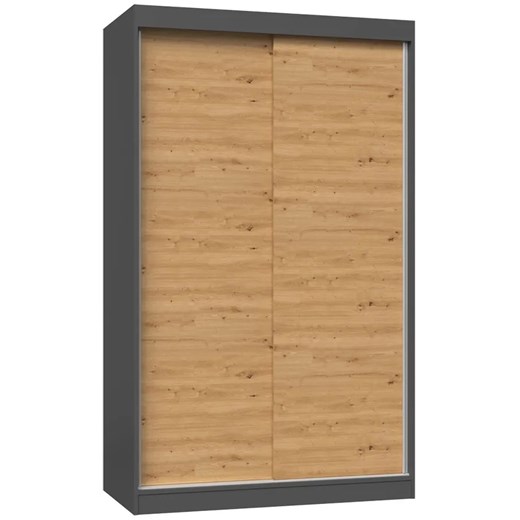 Szafa z drzwiami przesuwnymi antracyt + dąb artisan 120 cm - Stoflis 3X ze sklepu Edinos.pl w kategorii Szafy - zdjęcie 173695991