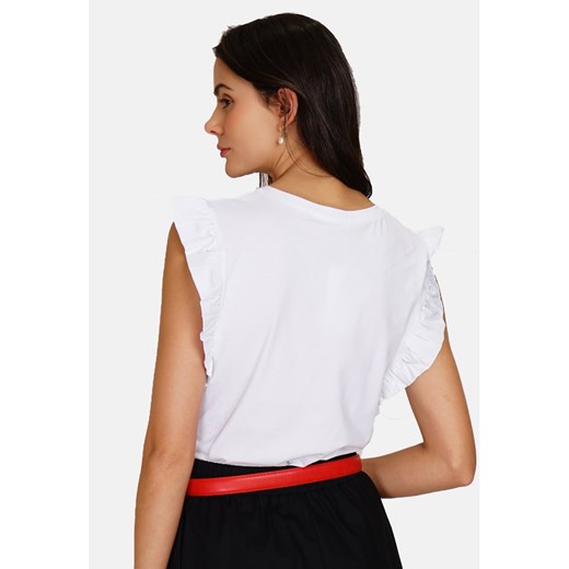 ASSUILI bluzka damska z okrągłym dekoltem z krótkimi rękawami 