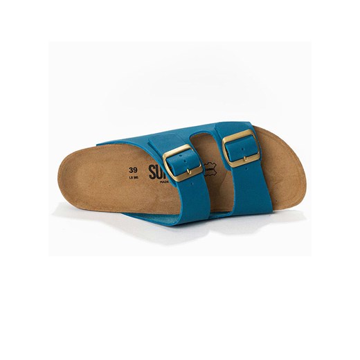 Sunbay Skórzane klapki &quot;Trefle&quot; w kolorze niebieskim Sunbay 39 Limango Polska wyprzedaż