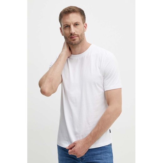 BOSS t-shirt bawełniany męski kolor biały gładki 50468972 ze sklepu ANSWEAR.com w kategorii T-shirty męskie - zdjęcie 173704081
