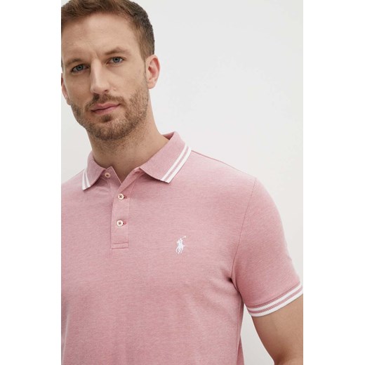 Polo Ralph Lauren polo męski kolor różowy gładki 710941492 ze sklepu ANSWEAR.com w kategorii T-shirty męskie - zdjęcie 173704304