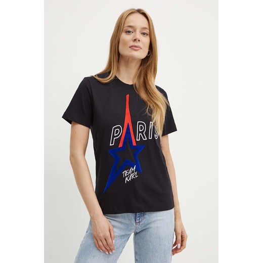 Karl Lagerfeld t-shirt bawełniany damski kolor czarny 245W1730 ze sklepu ANSWEAR.com w kategorii Bluzki damskie - zdjęcie 173704411