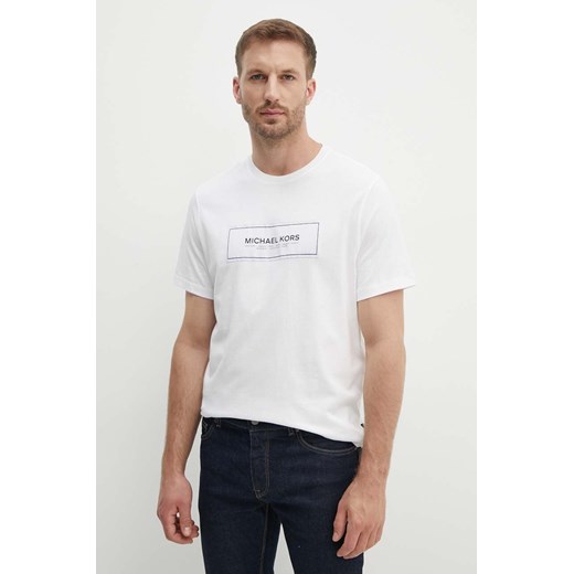 Michael Kors t-shirt bawełniany męski kolor biały gładki CT4525L1V2 ze sklepu ANSWEAR.com w kategorii T-shirty męskie - zdjęcie 173704430