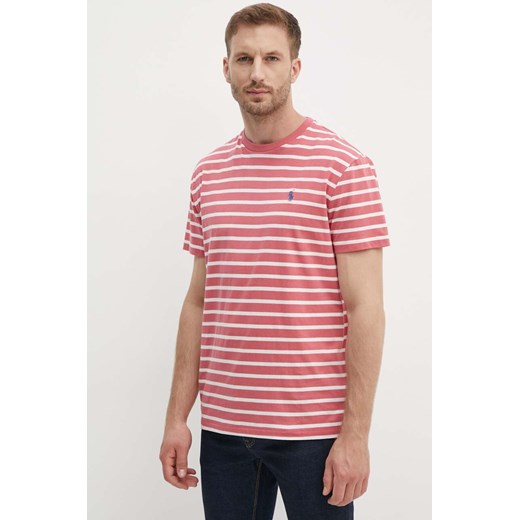 Polo Ralph Lauren t-shirt bawełniany męski kolor różowy wzorzysty 710934662 ze sklepu ANSWEAR.com w kategorii T-shirty męskie - zdjęcie 173704642